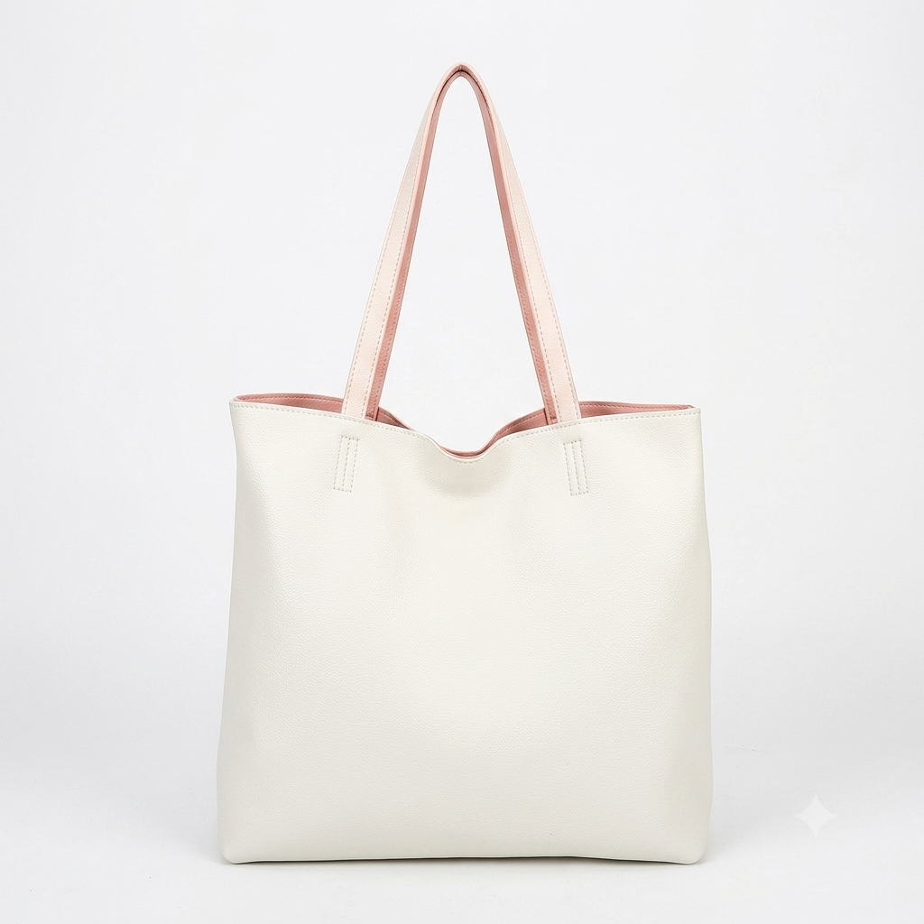 Bolso Grande Sintético Reversible Tote con 2 Asas Largas + Bolsito Bandolera Extra