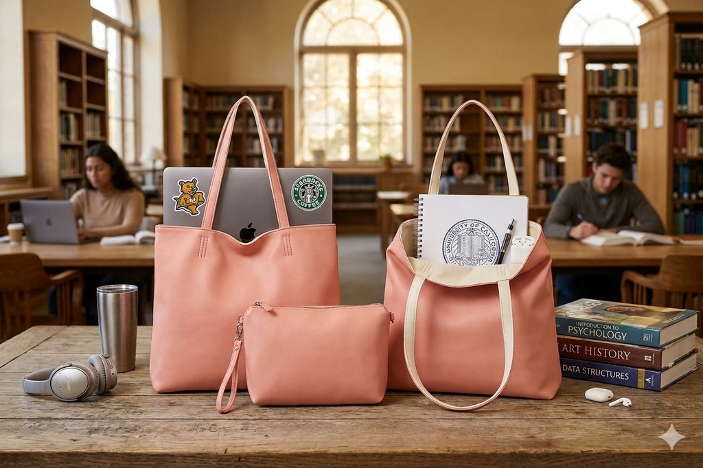 Bolso Grande Sintético Reversible Tote con 2 Asas Largas + Bolsito Bandolera Extra