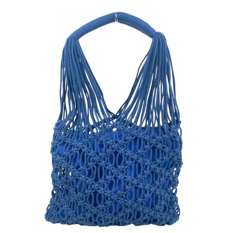 Bolso de Mano en Ratan y Ganchillo para Mujer + Neceser Extra con Cierre de Cremallera