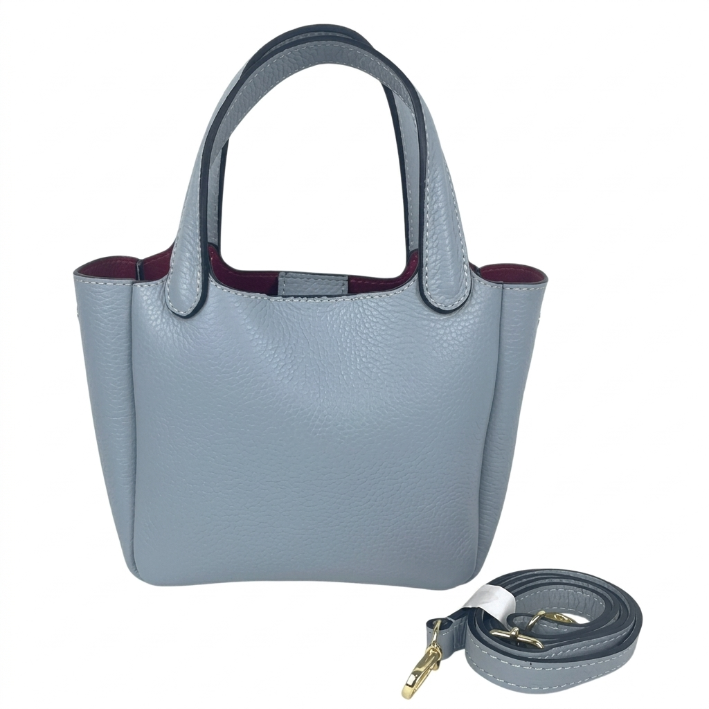 Bolso de Mano en Piel Italiana con Gran Calidad y 3 Compartimentos Interiores