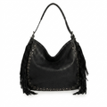 Bolso de Hombro Hobo Sintético con Tachuelas y Flecos