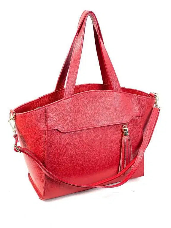 Amplio Bolso de Mano y Hombro en Piel Italiana